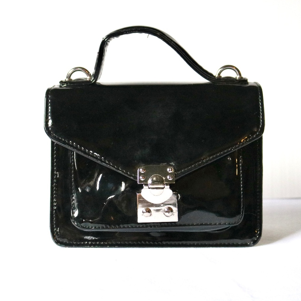 Jeannie Lottie X Pink House Toronto Black Patent Handbag Crossbody Purse